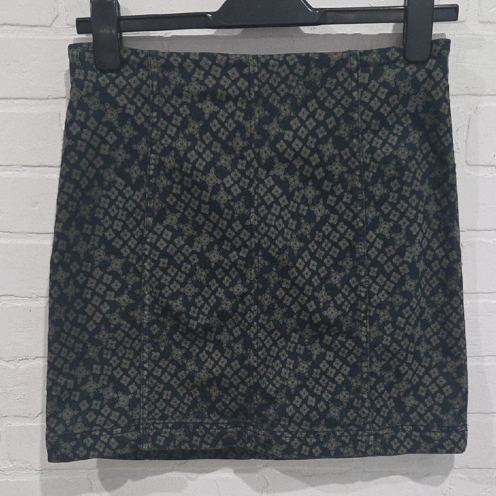 Free People Printed Denim Mini Skirt